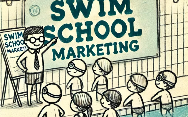 swim school marketing cartoon