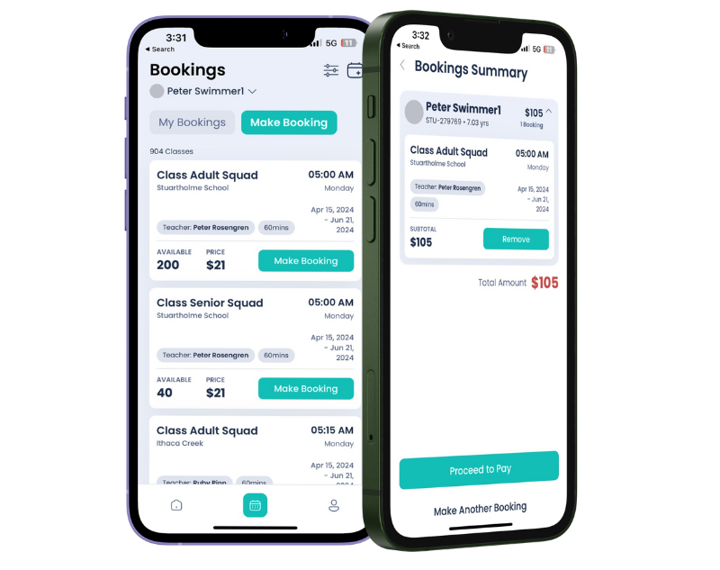 First Class App Showing Bookings